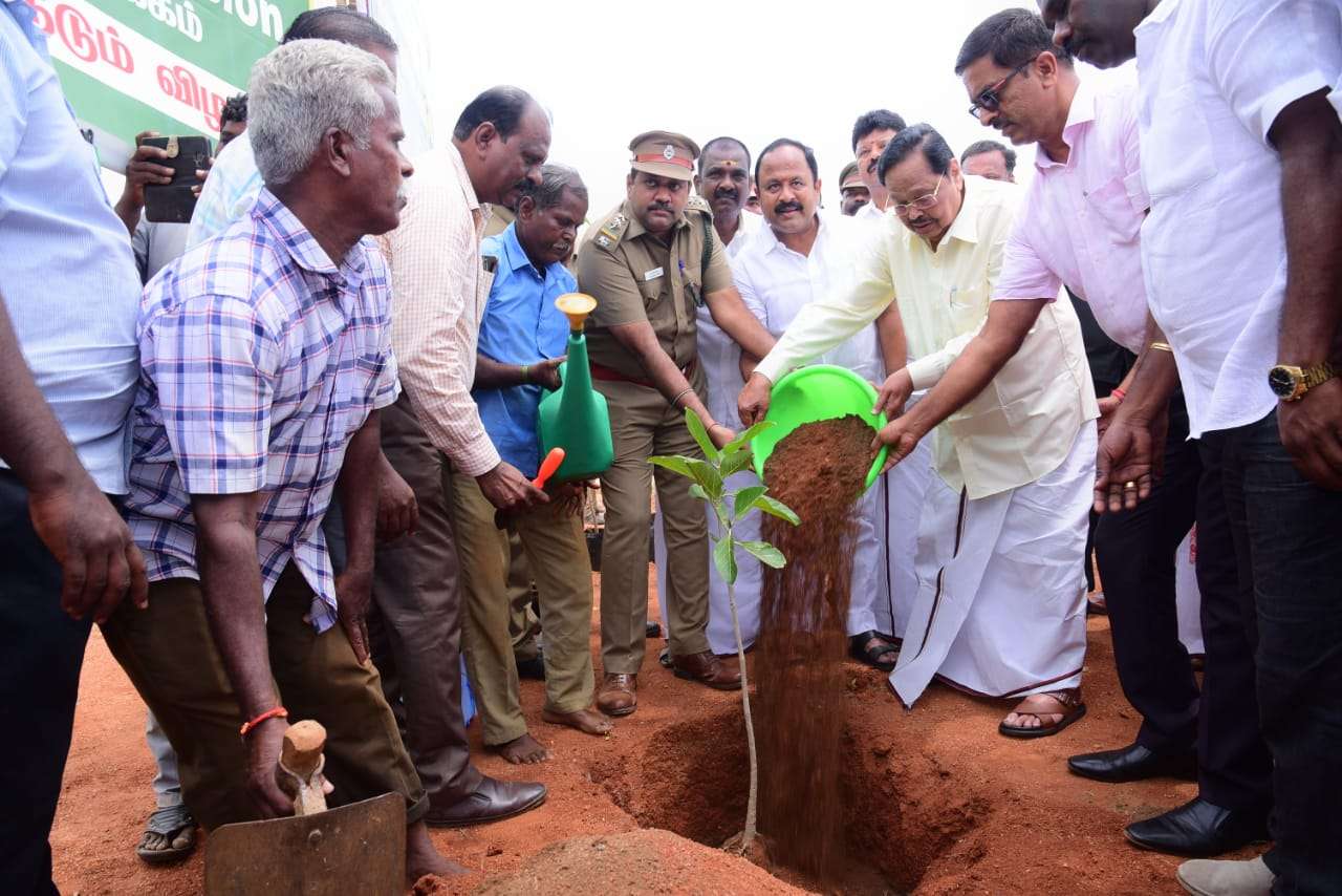 Sapling plantation drive by minister and employees